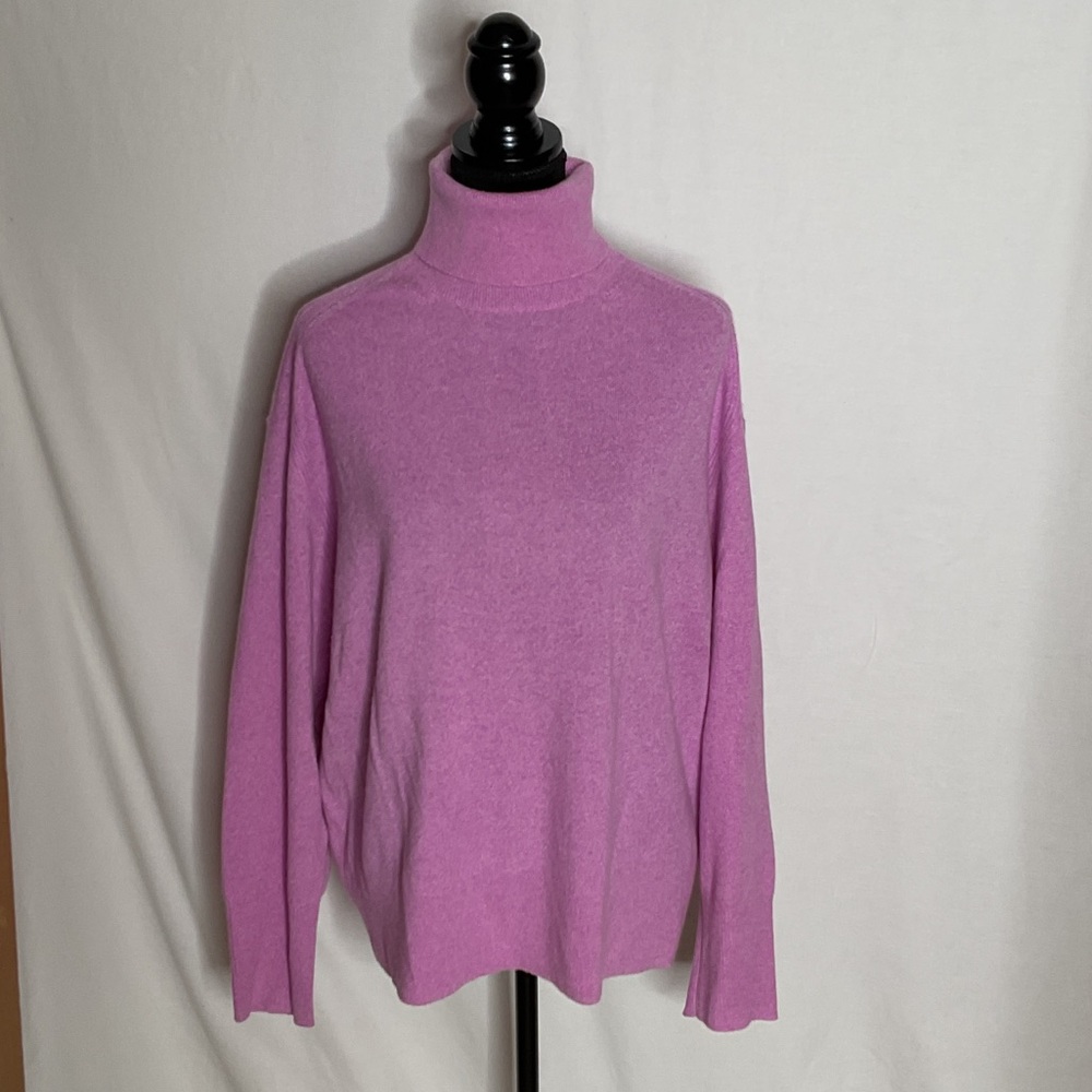 J. Crew Marled Pink Turtleneck Cashmere Sweater
